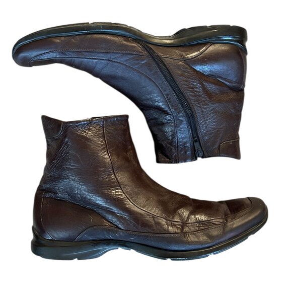 Spazio Uomo Brown Leather Side-Zip Ankle Boots Men’s EU 46 Soft Leather Vintage - Picture 1 of 7